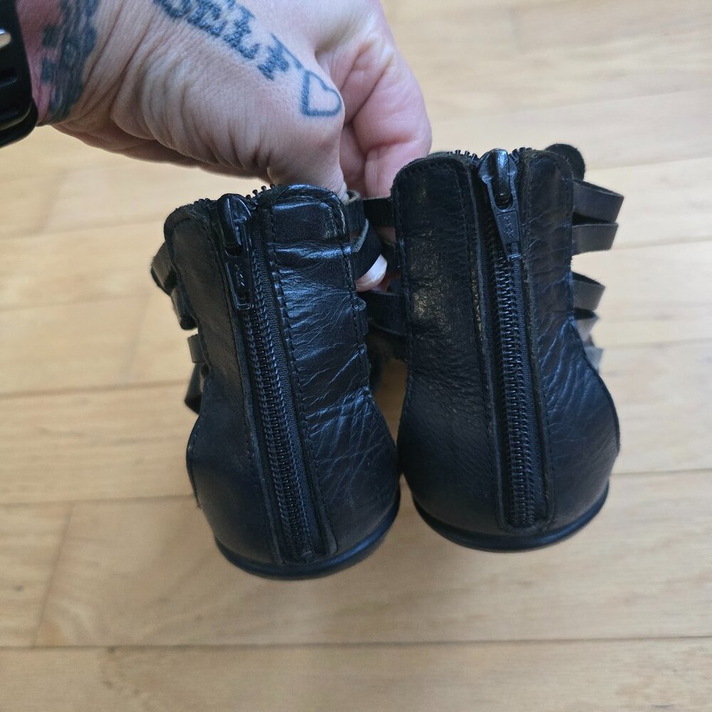 minimalist black leather boho gladiator sandals | WMS 7 - Picture 8 of 10